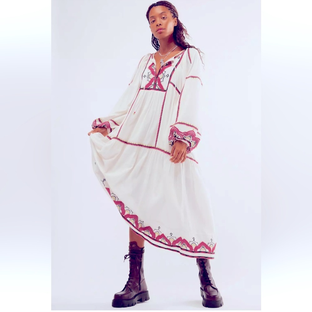 Free People Sweet Escape Oversized Midi Boho Dress XS.. NWT